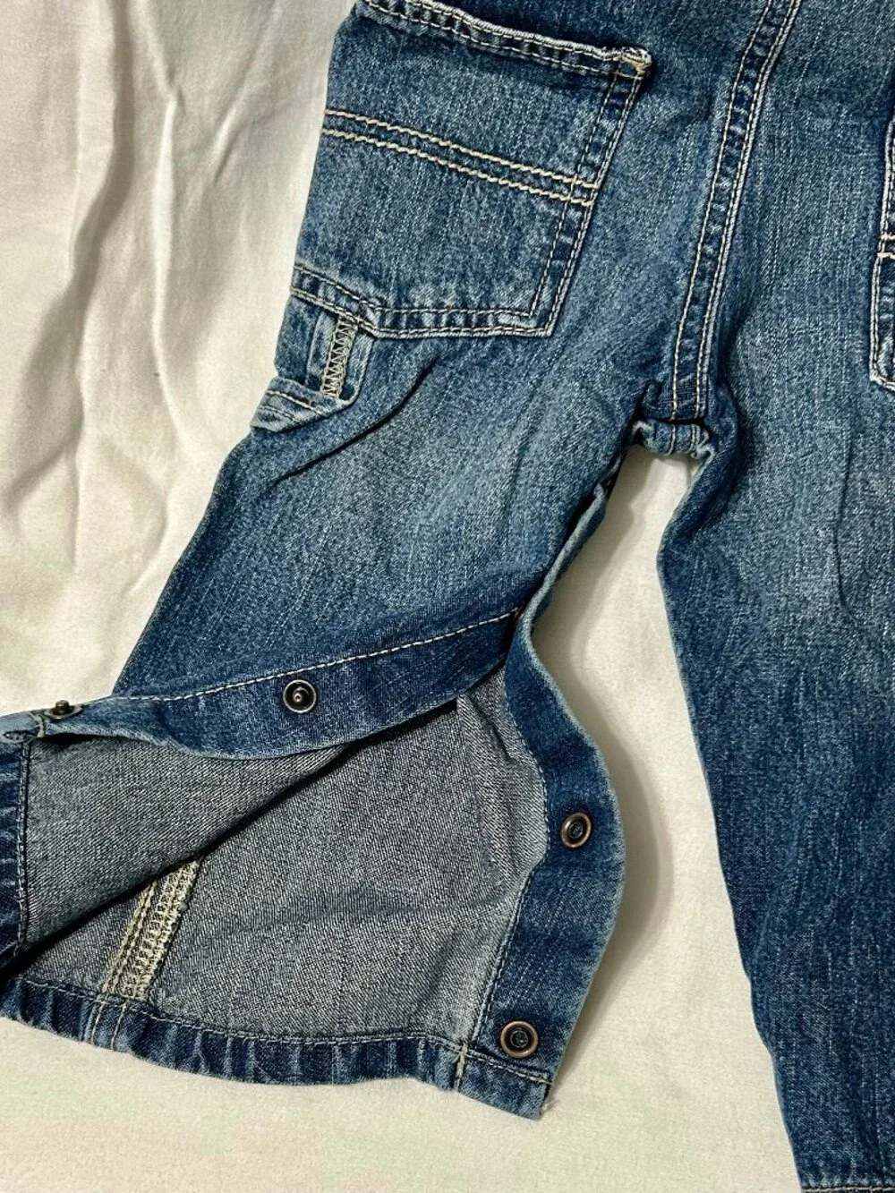 12 Month OshKosh B'Gosh Denim Blue Overalls Pand with Pockets LIKE NEW